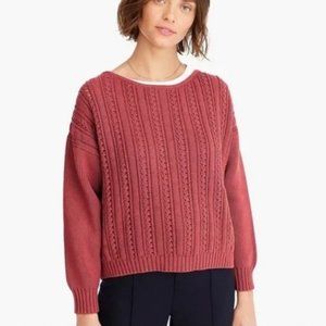 J.Crew Point Sur Boxy Pointelle Sweater Rose Pink Size XS NWOT